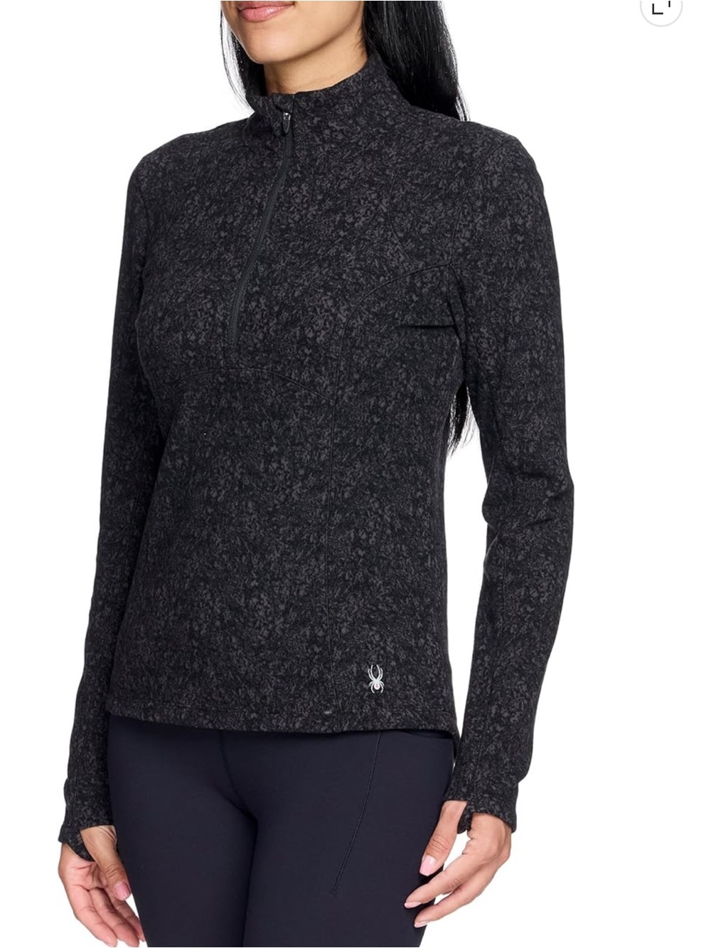 Spyder Active Performance Fleece Quarter Zip Pullover Black/Charcoal Women’s XL